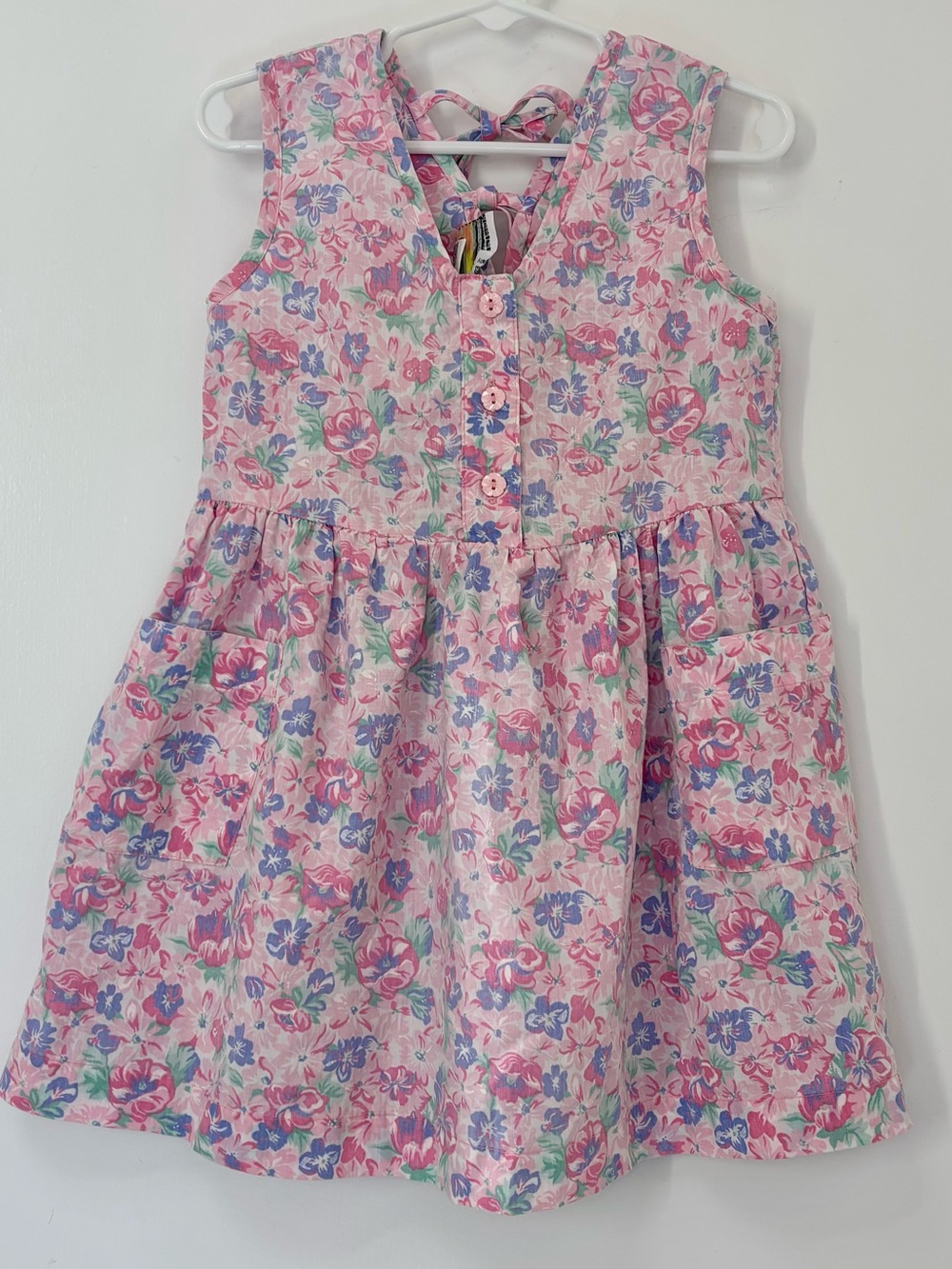 Vintage Pete’s Partner Pink Purple Pastel Floral Sleeveless Dress Girl 4T